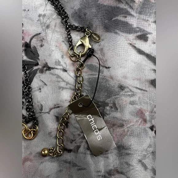 Chico’s Maye Mixed Metal Textures Sphere Necklace - NWT - Picture 6 of 7